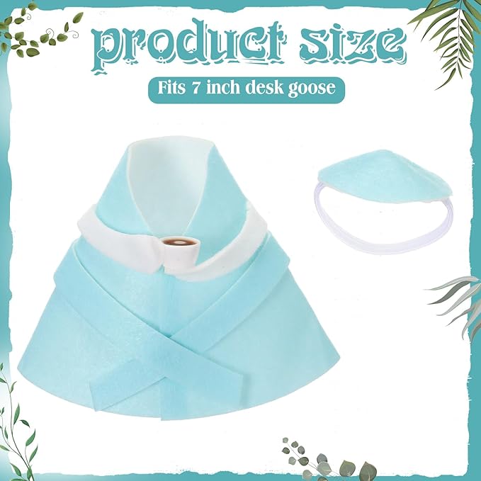 Soulchen 7" Desk Goose Tired Granny Mamma Robe Self Care Outfit Mini Desk Geese Cute Costume for Geese Figurine Desktop(Blue)