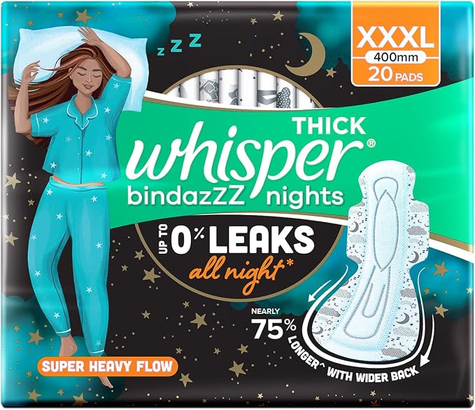Whisper Ultra Night Sanitary Pads for Women, XXXL 20 Napkins