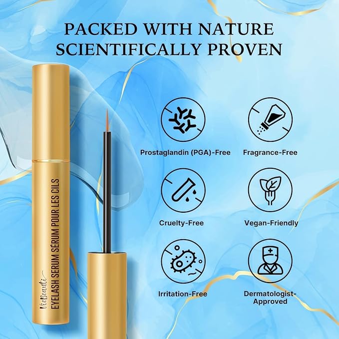 VieBeauti Eyelash Growth Serum 5mL – Lash Serum for Longer, Fuller & Thicker Looking Lashes, Advanced Nourishing Formula, Vegan & Cruelty-Free, Gentle for Sensitive Eyes