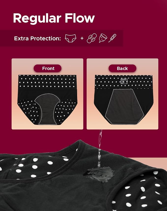INNERSY Period Underwear for Women High Waisted Leak-Proof Postpartum Menstrual Panties 3-Pack