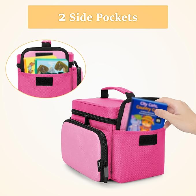 LoDrid Carrying Bag Compatible with Little Tikes Story Dream Machine Starter Set, Portable Storage Case for Books and Accessories with Handle and Shoulder Strap, Rose Red, Bag Only (Patent Design)