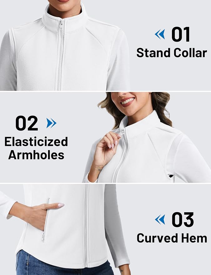 TACVASEN Women Polar Fleece Zip Up Vest with Pockets Lightweight Outerwear | Warm Thermal Sleeveless Jacket Suitable for Hiking Camping Travelling in Cool Autumn and Winter Weather