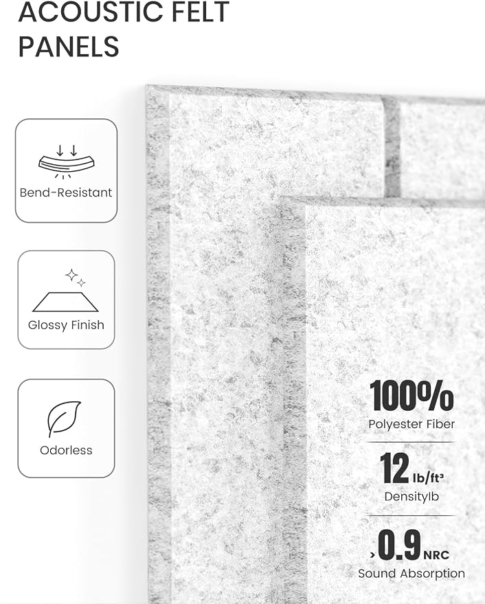 Fluxynara 36" x 24" Large Felt Bulletin Board, Light Gray | 6 Pack Cork Board Alternative with 30 Safe Adhesive Tabs, Felt Pin Boards for Wall Decor, Home, Office, Classroom, Dorm