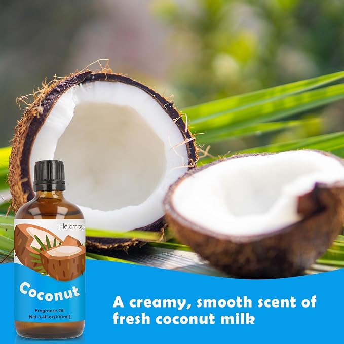 Coconut Fragrance Oil, Holamay Large Volume Fruit Essential Oil 3.4 fl.oz/100 ml, Premium Fragrance Oil for Candle Soap Making, Diffuser Oils Scent for Home