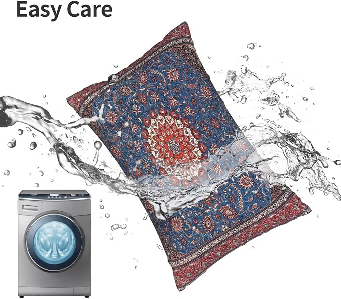 Antique Persian Rug Vintage Blue Print Pillow Covers Decorative Lumbar Throw Pillowcase 12x20 Inch Couch Cushion Cover for Home Decor Living Room Bedroom College Dorm Bed Car Sofa