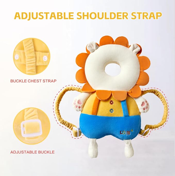 Baby Head Protector Backpack, Toddler Baby Head Protection Backpack with Baby Knee Pads Alarm Function for Walking & Crawling, Soft, Breathable and Wearing Safety Baby Head Protector