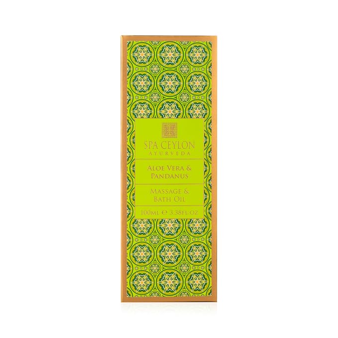 SPA CEYLON Aloe Vera & Pandanus Massage & Bath Oil – Calming Natural Body Oil for Sensitive Skin with Sandalwood, Vetiver & Aloe Vera – Massage, Bath & Body Moisturizer – 100ml