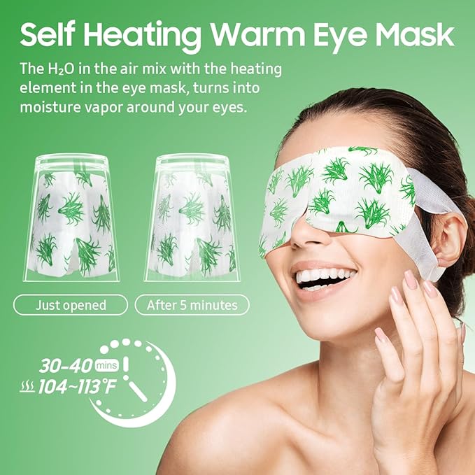 BeHoomi Steam Eye Mask, 10Packs Heated Eye Mask, Self Heating Disposable SPA Warm Compress for Eyes Sleep Mask, Travel Essentials & Relaxation Gifts for Women, Mothers Day Gifts (Lemongrass)