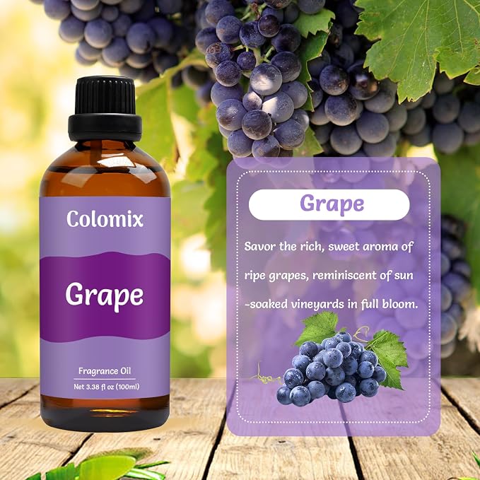 100ml Grape Fragrance Oil, Premium Essential Oils for Diffusers for Home - Candle Scents for Candle Making, Soap Making Supplies and More DIY Projects, Gift Scented Oils