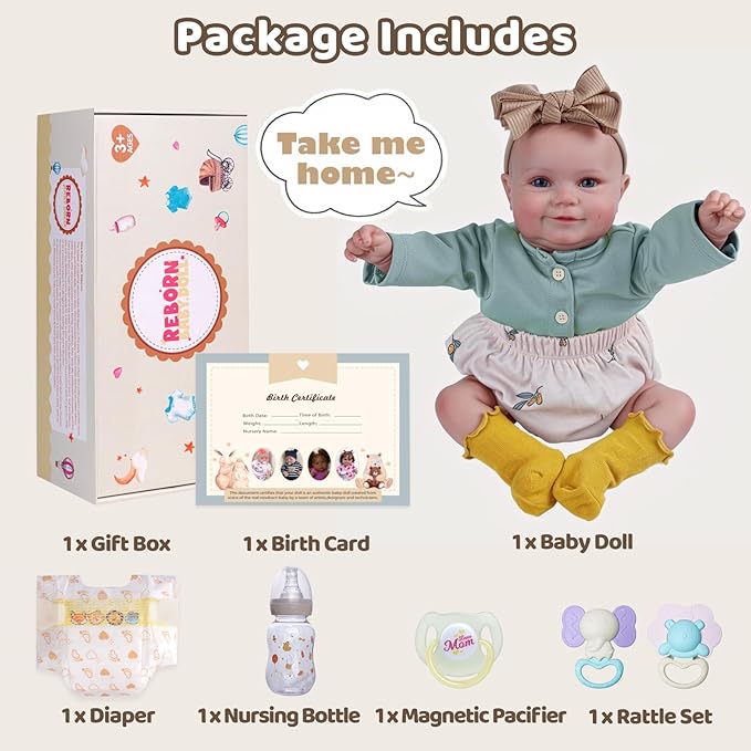 BABESIDE Reborn Baby Dolls, 20Inch Cute Soft Vinyl Full Body Realistic-Newborn Baby Doll Poseable Real Life Lifelike Baby Dolls w/Doll Accessories for 3+ Year Old Girls
