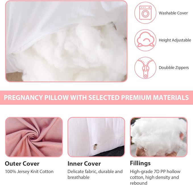 Victostar Pregnancy Pillow,57 inches U Shaped Maternity Pillow with Removable Cover Full Body Pillow Support for Back, HIPS, Legs, Belly