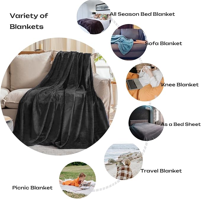 Dark Grey Fleece Plush Throw Blanket 60"x80"for Couch Fuzzy Cozy Flannel | Super Soft Lightweight Microfiber Blanket for Sofa Bed bedroom Home Decor All Season,Birthday Gifts for Women Mom Adult