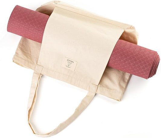 Mat Tote Bag – Cotton Canvas Yoga Mat Carrier – Eco-Friendly & Durable Yoga Mat Holder for Gym, Pilates, Travel, or Studio Use