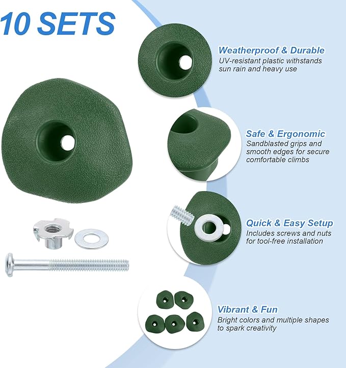 PATIKIL Rock Climbing Holds, Climbing Rock Wall Grips Play Set Climber Attachments with Single Holes for Playground