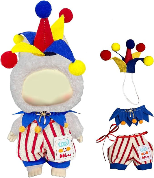 Clown Clothes for Labubu, Outfits for Labubu Clothes Collection, Funny Jester Outfit Fits 15-17cm Dolls, Whimsical Photo Prop