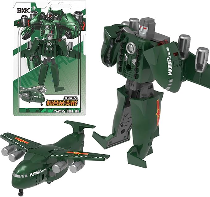 Collectible Vehicles Transformer Robot Ornaments, Military Vehilce Submarine Aircraft Carrier Fighter Model Crafts Home Office School Park Room Desk Decoration (Transport Plane)