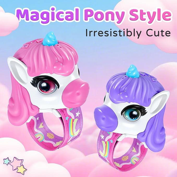 Vvinca Unicorn Walkie Talkies for Kids 2 Pack - Toys for Age 3-4 5-7 8-12 Girls Birthday 3 4 5 6 7 8 9 10 11 12 Year Old Camping Outdoor Toddler Toys Magical Pony Walkie-Talkie