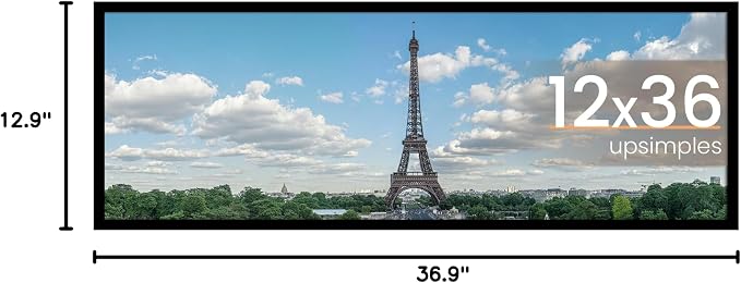 upsimples 12x36 Picture Frame, Display Pictures 10x30 with Mat or 12 x 36 Without, Wall Hanging Long Frames, Black, 1 Pack