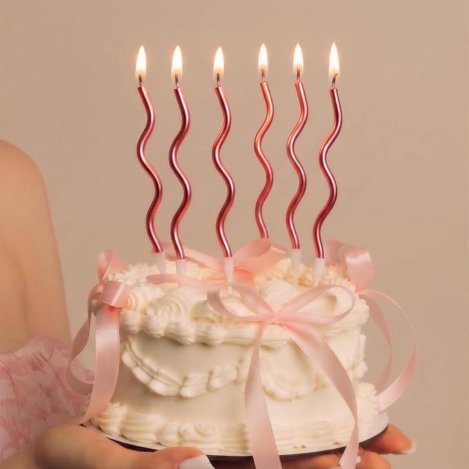 PHD CAKE 24-Count Red Spiral Long Thin Birthday Candles, Cake Candles, Birthday Parties, Wedding Decorations, Party Candles