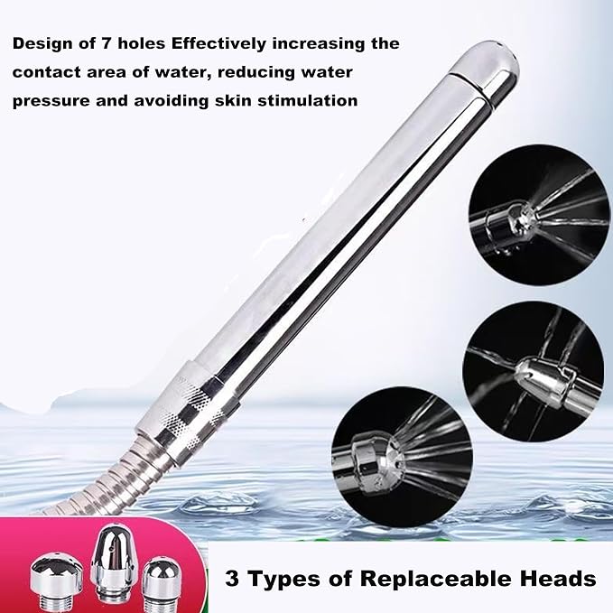 Shower Anal Douche Enema Kit, Attaches to Tap/Bathtub/Shower,Unisex Faucet Enema with 3 Nozzles for Douching, Colon Nozzle Cleaner System with 59 inch Shower Hose for Easy Use