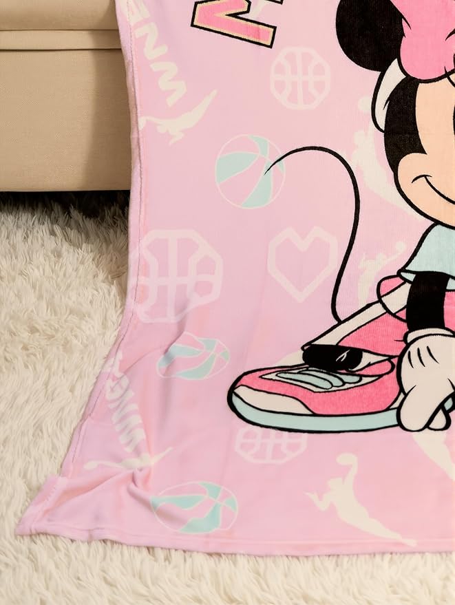 Northwest Disney Minnie Mouse Plush Throw Blanket, 46" x 60" Silk Touch Soft Fleece Blanket for Kids & Adults, Officially Licensed