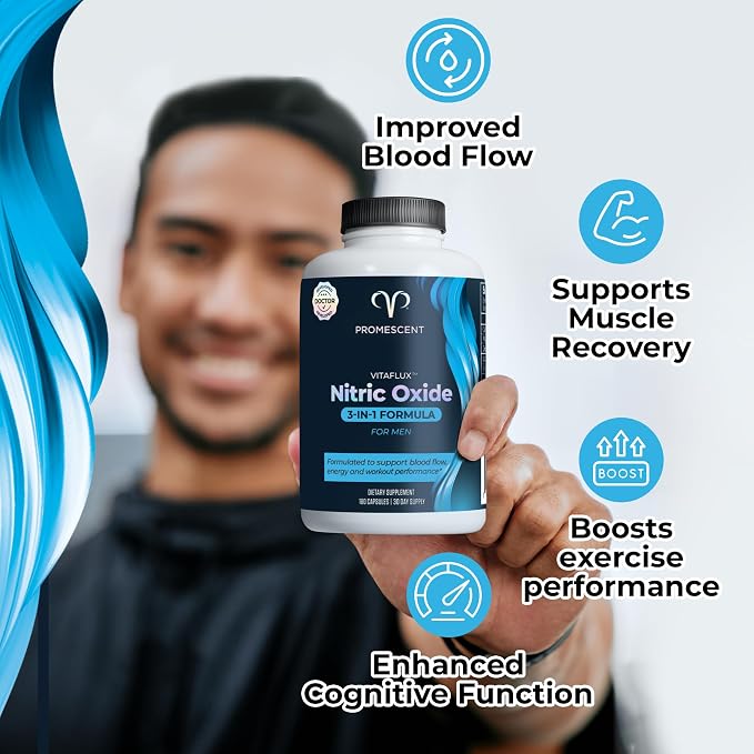 Promescent Delay Wipes Sexual Enhancer for Men to Last Longer in Bed + VitaFLUX Triple Power Nitric Oxide Supplement for Male Performance, Stamina, Energy, Recovery - Increase Duration & Performance