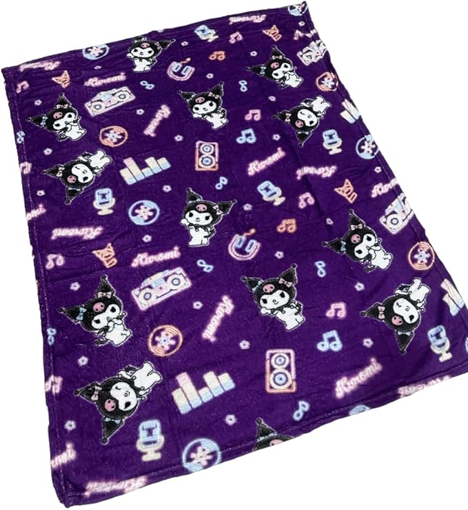 Kuromi & Friends Soft Silky Fleece Throw 40"x50" Kids Blanket “Neon Kuromi”