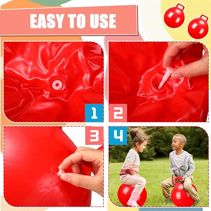 Kids Bouncy Hopper Ball with Handle Jumping Hopping Exercise Balls for Toddlers Boys Girls Indoor Outdoors Sports School Games Exercise Gifts(22 Inch,Red)