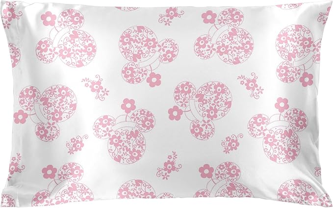 Jay Franco Satin Pillowcase - Standard Size 20x30 Inch Silky Soft Premium Pillow Cover, White - Minnie Mouse