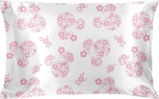 Jay Franco Satin Pillowcase - Standard Size 20x30 Inch Silky Soft Premium Pillow Cover, White - Minnie Mouse