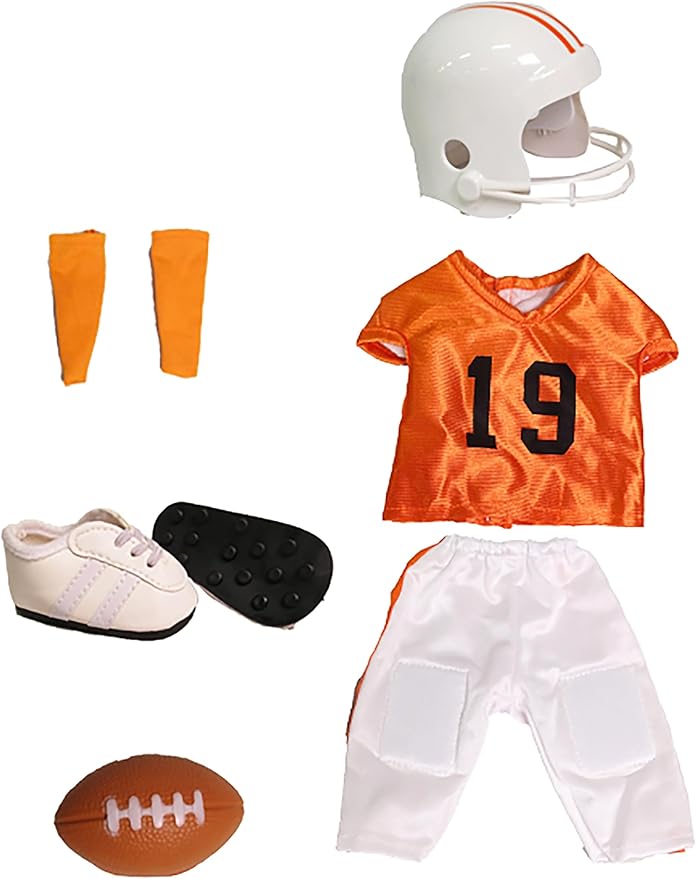 Orange and Black Football Uniform 6pc for 18-Inch Dolls | Premium Quality & Trendy Design | Dolls Clothes