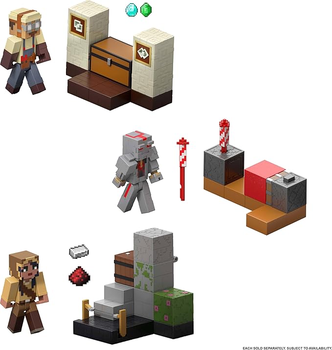 Mattel Minecraft Redstone Charged Series Action Figure & Accessories, Protector’s Firework Launcher Set with Launch Feature, 3.25-inch Scale Collectible Toy