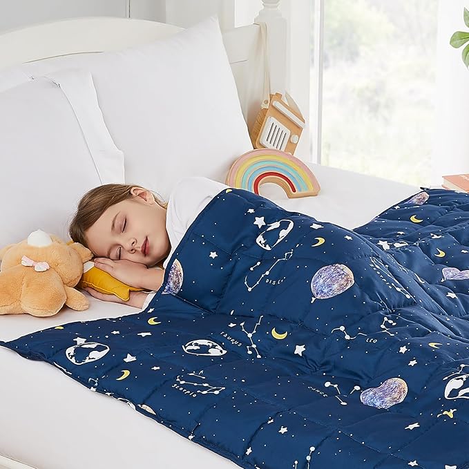 Weighted Blanket - 5 lbs Navy Starry Sky Heavy Blanket - Small Size Breathable Lap Blanket(36"x48", 5 lbs)