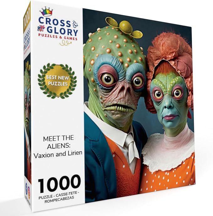 1000 Piece Jigsaw Puzzle for Adults - Cross & Glory - Meet The Aliens Series| Collectible Sci-Fi Illustration (Vaxion and Lirien - Multicolored)
