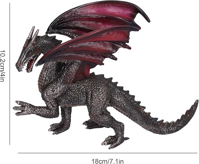 LIZEALUCKY Dragon Action Figurine,Ancient Dragon Figures Model,Poseable Dragon Model for Tabletop RPG & Display (Black)