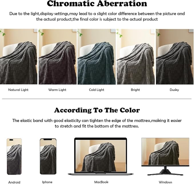 NEWCOSPLAY 3D Checkered Flannel King Blanket, Dark Grey, 90"x110" | Super Soft Cute Lightweight Decorative Premium Silky Fleece Blanket for Couch Sofa Bed, Gift for Women Men, All Season Use