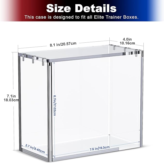 ETB Protector Case 3-Pack, 8mm + 5mm Clear Acrylic Display Boxes with Strong Magnetic Lids, Moisture-Resistant Sturdy Storage & Display, Compatible with Elite Trainer Box (Box Not Included)