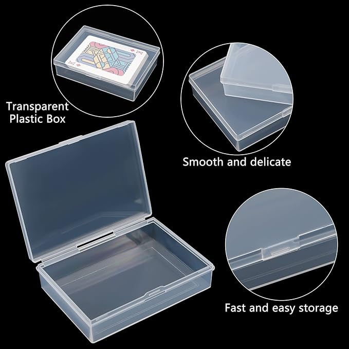 Playing Card Case Box, 3.6''x2.6''x0.8'' Deck Plastic Boxes Gaming Card Holder Organizer Empty Snaps Closed Clear Plastic Sort Storage Box, Pack of 2