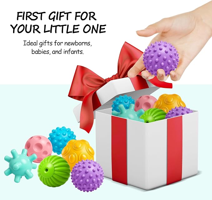 Multicolored Soft Balls for Babies, Textured Montessori Toys | Bright Colors, Sensory Montessori Toys, Teething Play, Easy Clean, Infant Development, Baby Birthday Gift