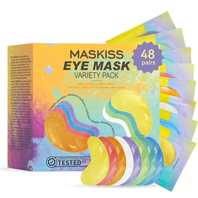 Maskiss Under Eye Patches Variety Pack (48 Pairs), Mothers Day Gifts for Mom, Eye Masks for Dark Circles Puffy Eyes With 8 Colors (6 Pairs/Color), Vegan Skin Care Gifts for Women