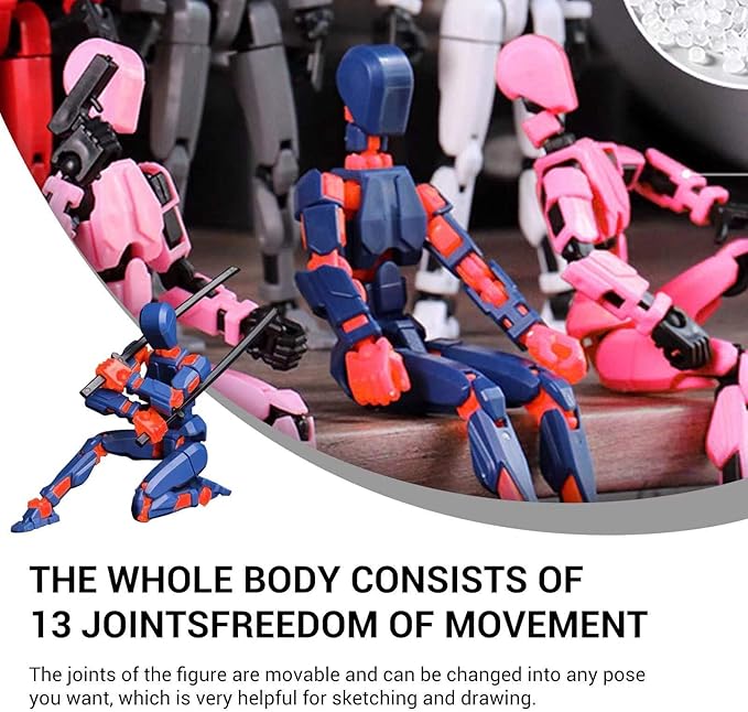 5Pack Titan 13 Action Figure Assembled, T13 Action Figure Set, Dummy 13 Action Figures, Nova 13 Robot Toy, Lucky 13 Figure 3D Printed Multi-Jointed Movable, Birthday Gift Toy for Kids Boy