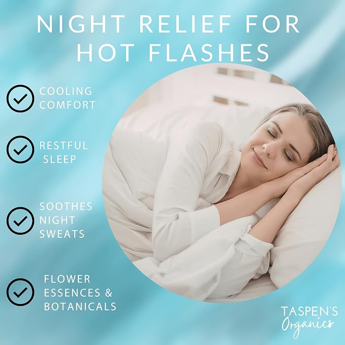 Taspen's Organics Menopause Support Magnesium Sleep Cream – Natural Cooling Relief for Hot Flashes & Night Sweats | Promotes Relaxation & Sleep | Flower Essence & Botanical Formula (1.7 oz)