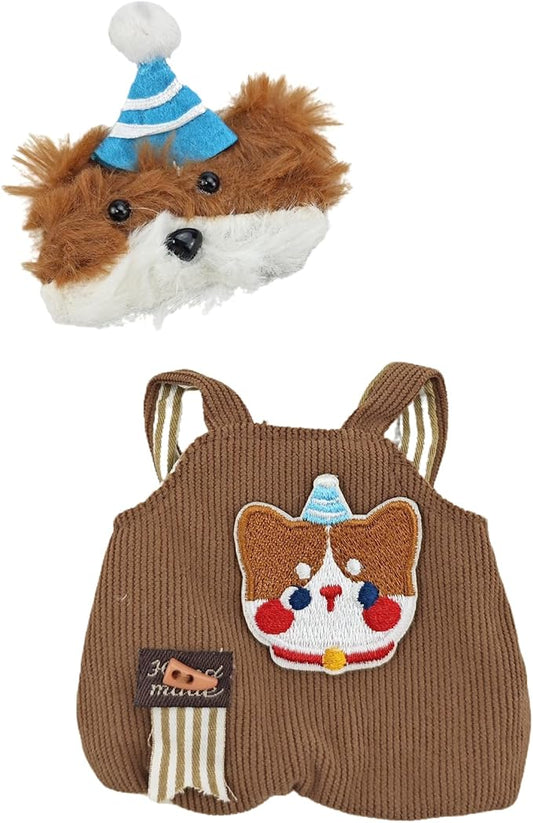 Clothes for 15/17cm Doll (No Doll), Fashion Outfit Set - Puppy hat + Jumpsuit, Cute Dress Up Accessories (Little Pup)