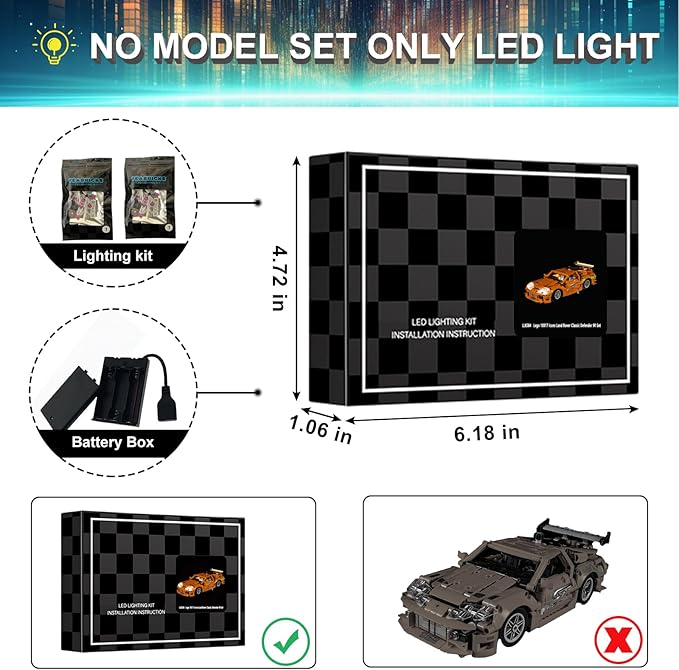 LED Light Kit for Lego 42204 Fast and Furious Supra-MK4 Set, Compatible with Lego 42204 Building Blocks Model(Not Include Blocks Set)