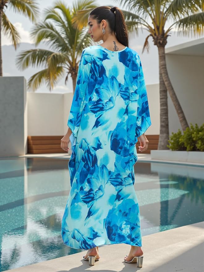 Mumu Dresses for Women Plus Size, Bohemian Kaftan Beach Cover Up Long Maxi Nightgown Soft Loungewear