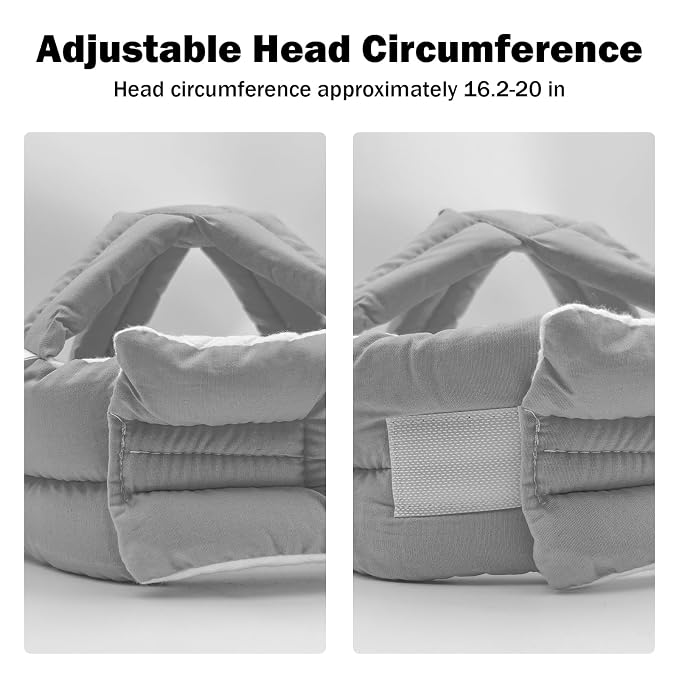 Baby Head Protector Baby Helmet for Crawling Walking, No Bumps Safety Head Adjustable Protective Cap for Walking, Playing (Gray)