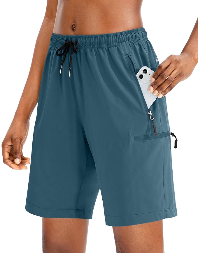 SANTINY Women's 5''/ 7''/9'' Hiking Cargo Shorts Quick Dry Lightweight Summer Shorts for Women Athletic Golf Zipper Pockets