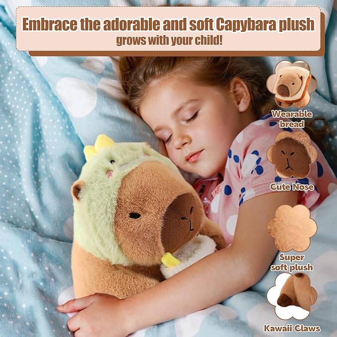Capybara Plush Toy Pillow, 12" Cute Capybara Stuffed Animal, Soft Plushie Toy Doll Pillow for Girls & Boys, Kawaii Stuffed Animal Hugging Birthday Decorations Gifts
