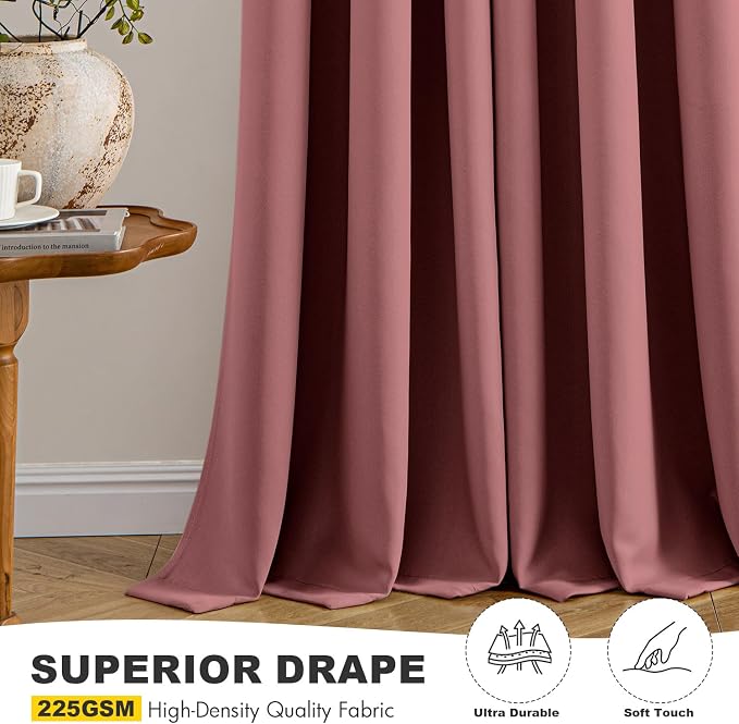 MIULEE Blackout Curtains for Bedroom 2 Panels 40 x 45 Inch Long Dusty Rose | Thermal Insulated, Living Room Darkening Grommet Drapes, Noise Reducing, Light Blocking Window Treatments