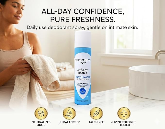 Summer's Eve Baby Powder Freshening Deodorant Spray, 2 Oz (Pack of 3)